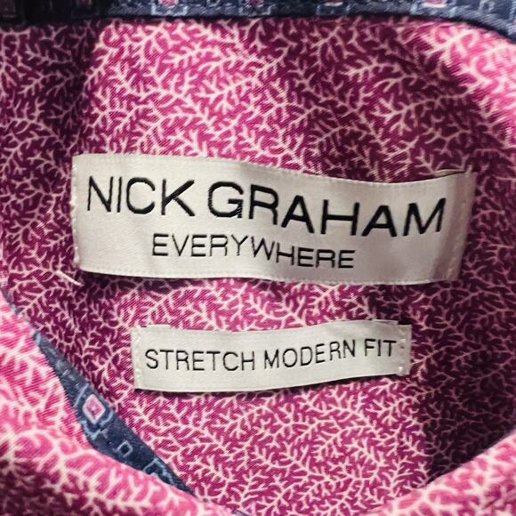 Nick Graham Everywhere Shirt Men’s S Purple White Stretch Modern Fit NWOT - Picture 5 of 6